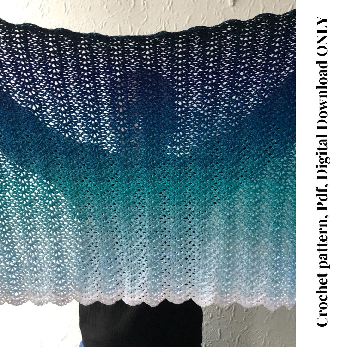 Chevron Crochet Pattern, Beginner Crochet Chevron Shawl Pattern, Crochet Rectangle Shawl, Rheanna, Digital Download, Pdf Pattern ONLY