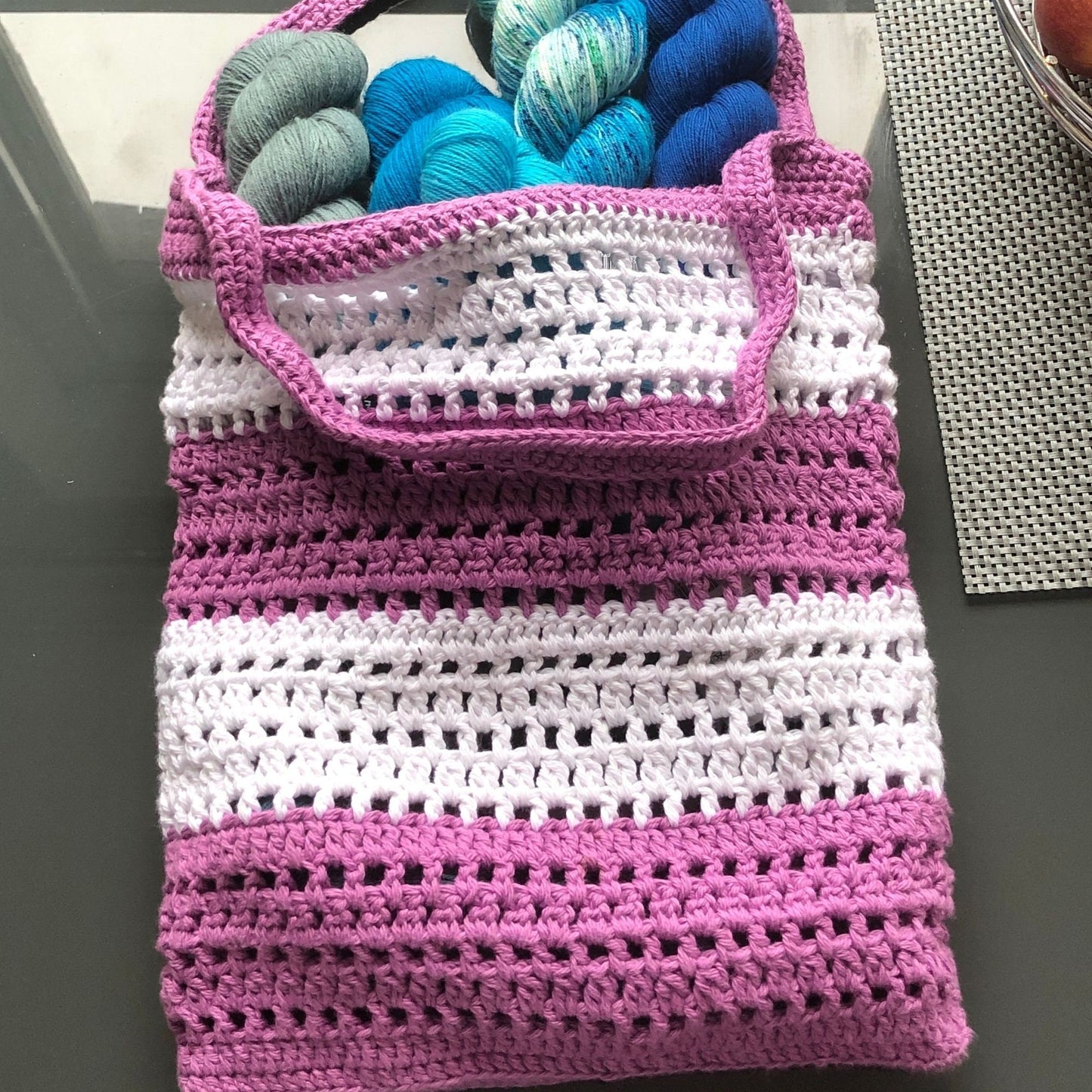 Key West Market Tote Crochet Bag pdf pattern, Beginner crochet market bag pattern digital download, easy diy crochet produce tote bag