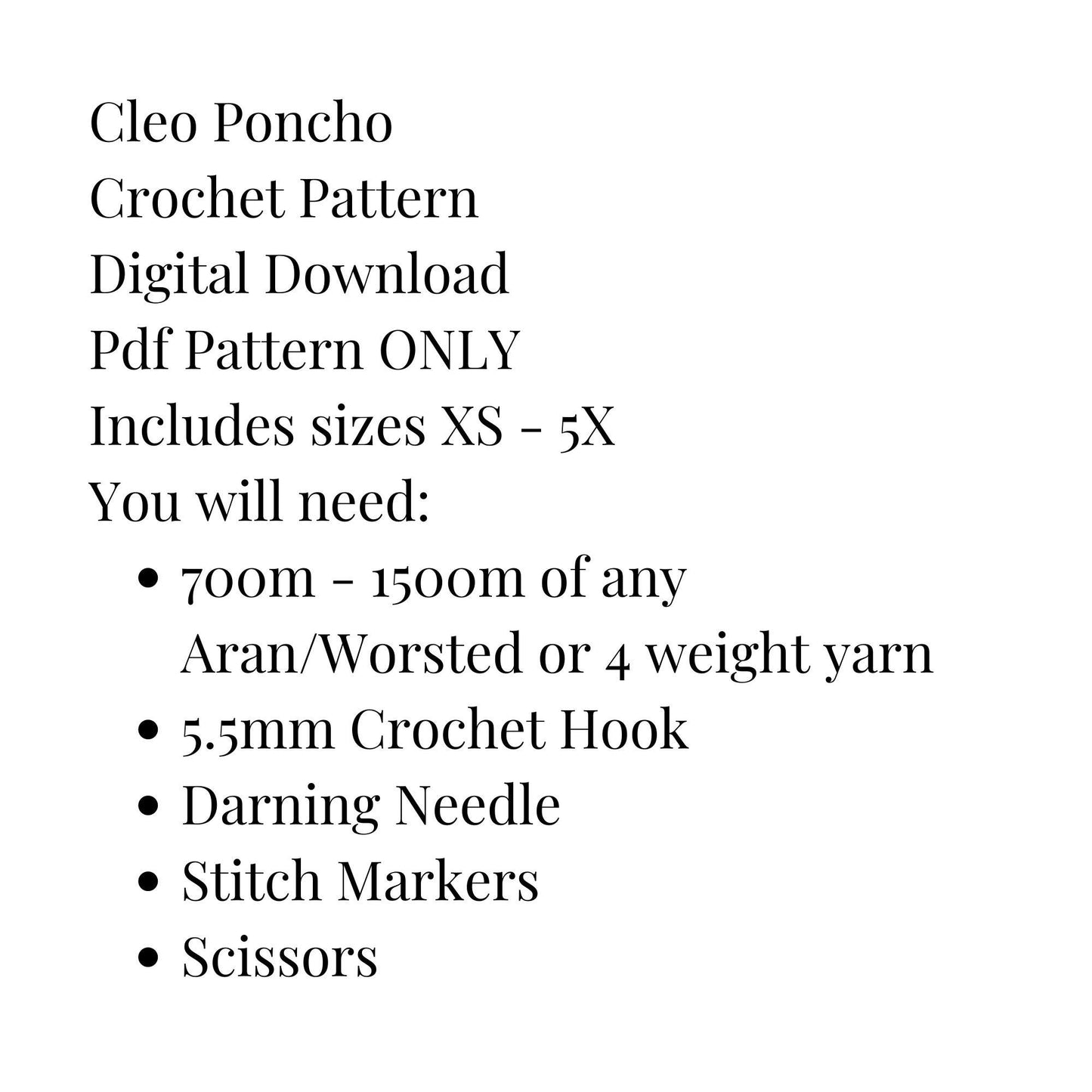 Cleo Poncho, Easy Beginner Crochet Poncho Pdf Pattern Digital Download