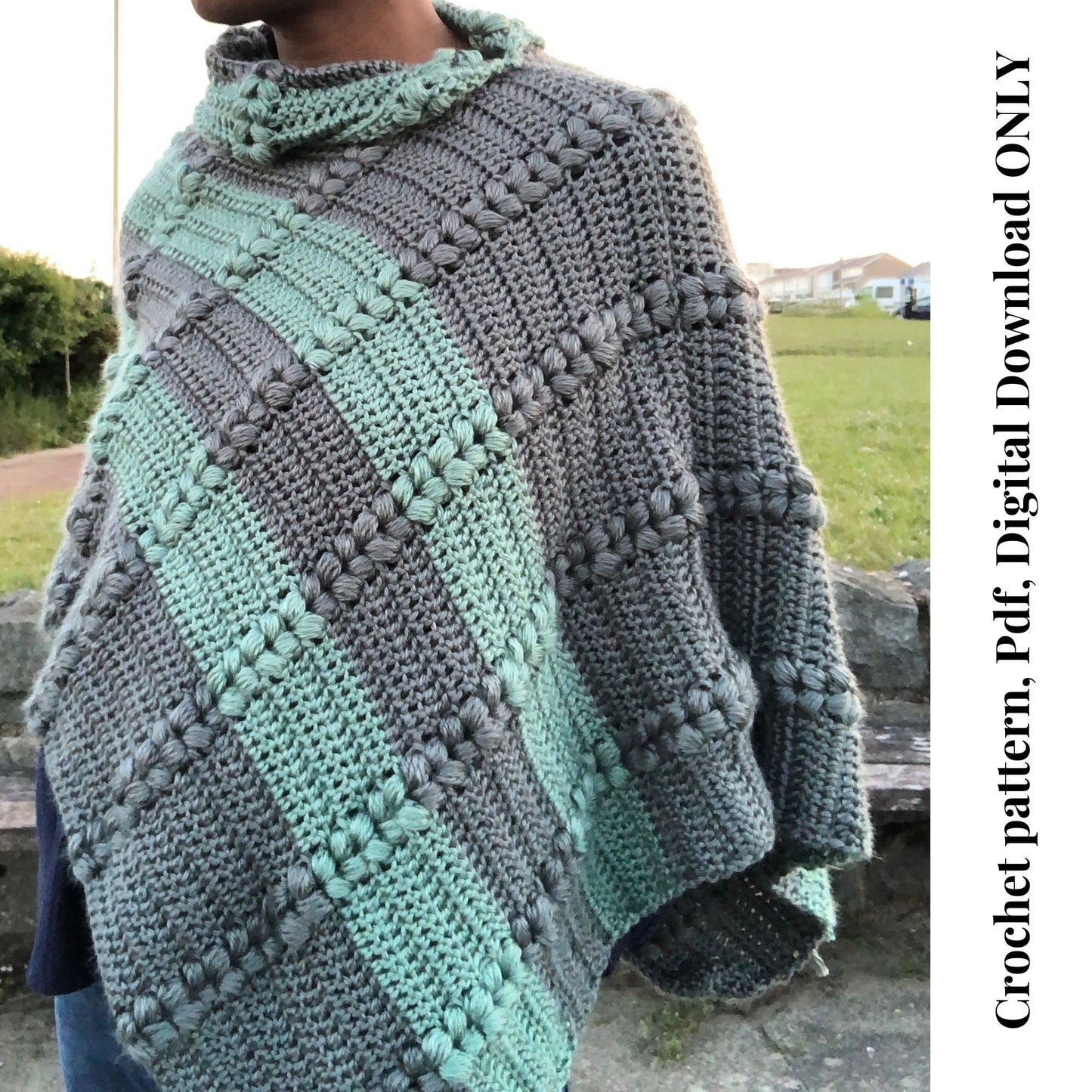 Cleo Poncho, Easy Beginner Crochet Poncho Pdf Pattern Digital Download