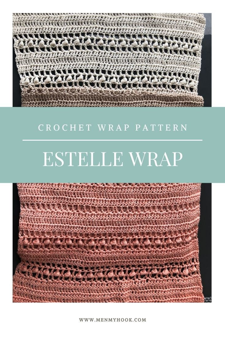 Easy Long Wrap Shawl Crochet Pattern , Pashmina Shawl Pattern, Estelle Wrap