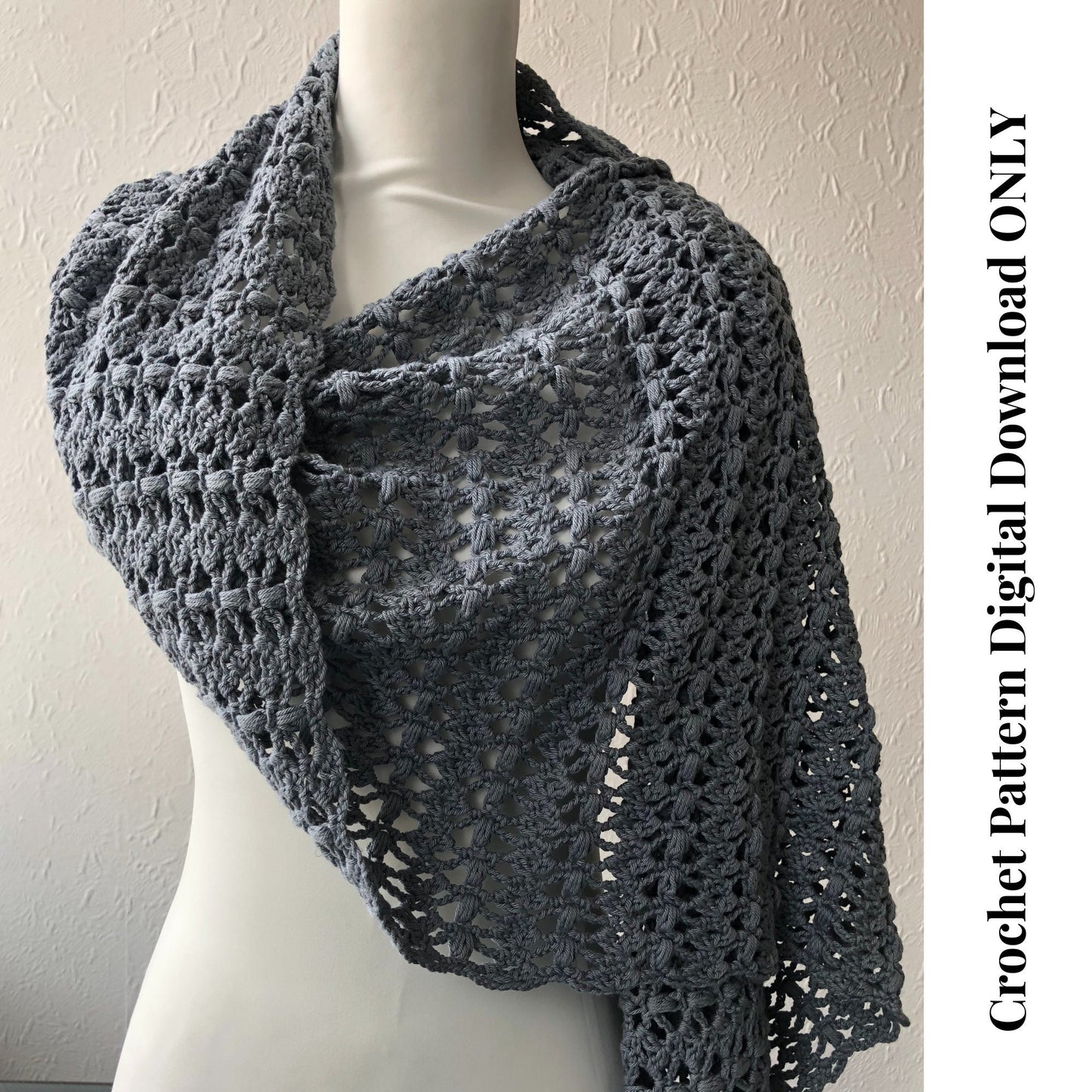 Joanne Shawl, modern crochet shawl pattern, easy crochet shawl, boho wrap pattern, pdf pattern, digital download only