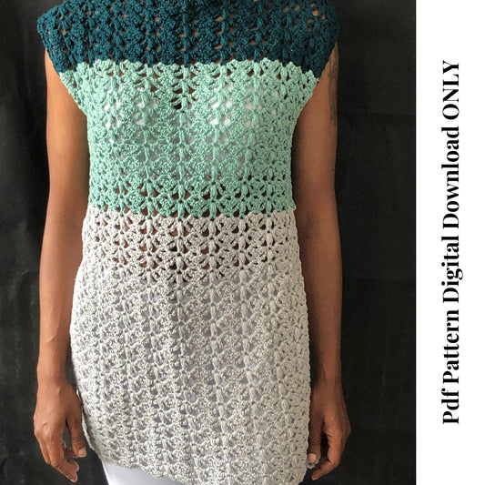 Split Decision Tunic, Crochet Tunic Pattern, Crochet Top Pattern, Pdf Pattern, Digital Download ONLY,