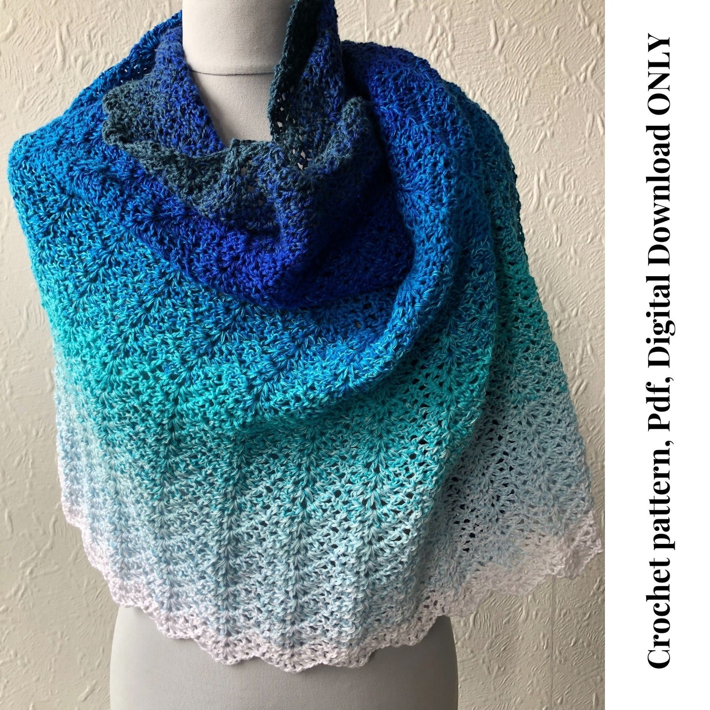 Chevron Crochet Pattern, Beginner Crochet Chevron Shawl Pattern, Crochet Rectangle Shawl, Rheanna, Digital Download, Pdf Pattern ONLY