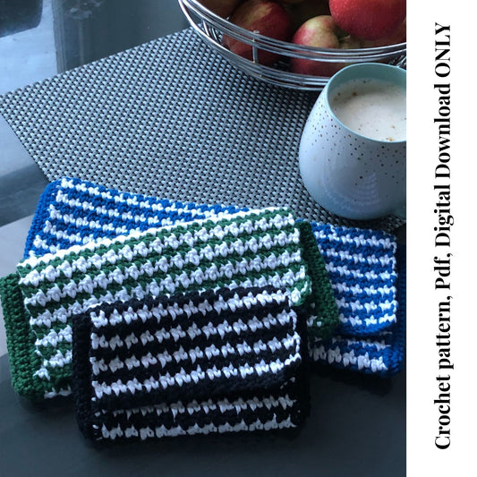 Houndstooth Crochet Clutch Bag Pattern, Beginner Crochet Purse Pattern, Easy Crochet Wallet Pattern, Digital Download, Pdf Pattern ONLY