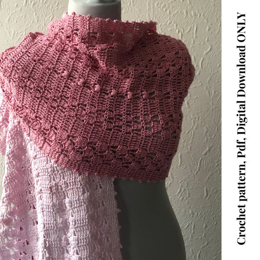 Carnation Shawl pattern, Spring crochet wrap pattern digital download, beginner crochet shawl pattern, easy crochet shawl pdf pattern,