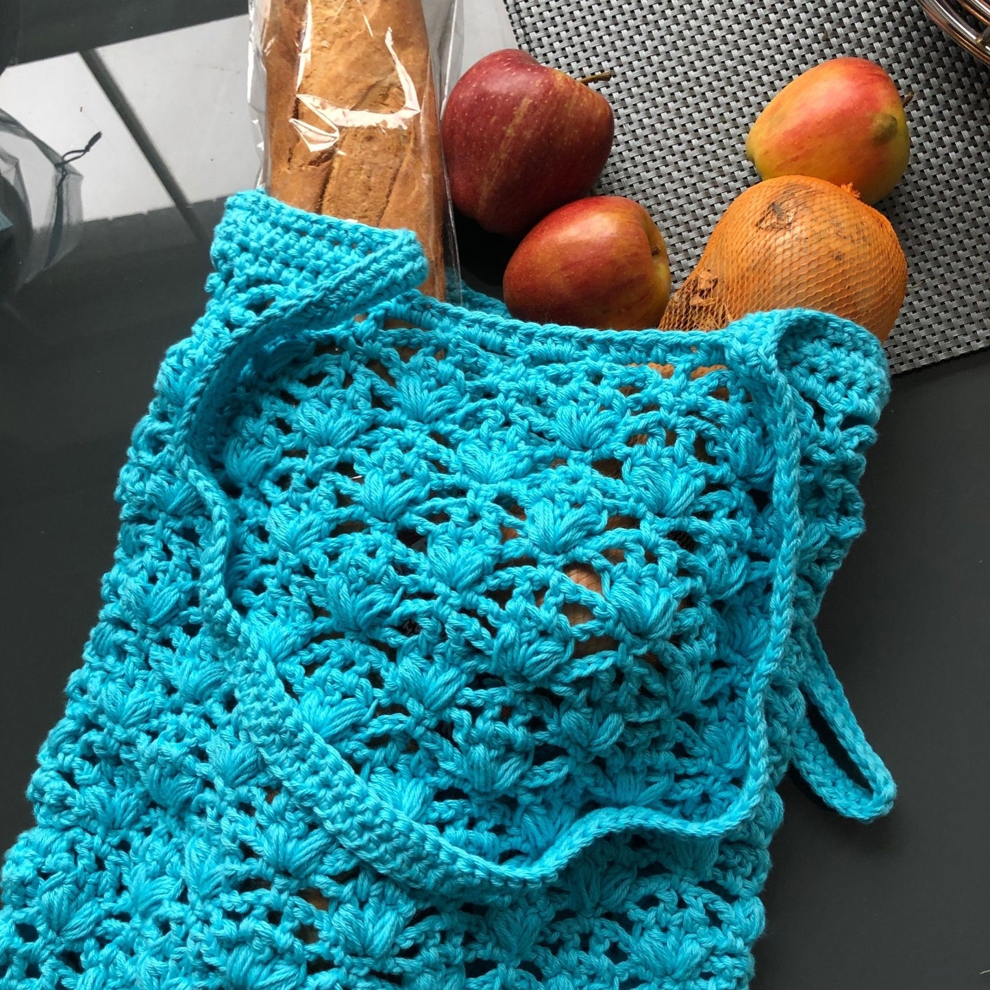 Puffin Lace Market Bag Crochet Pattern, Crochet produce bag pdf pattern digital download, crochet market tote pattern