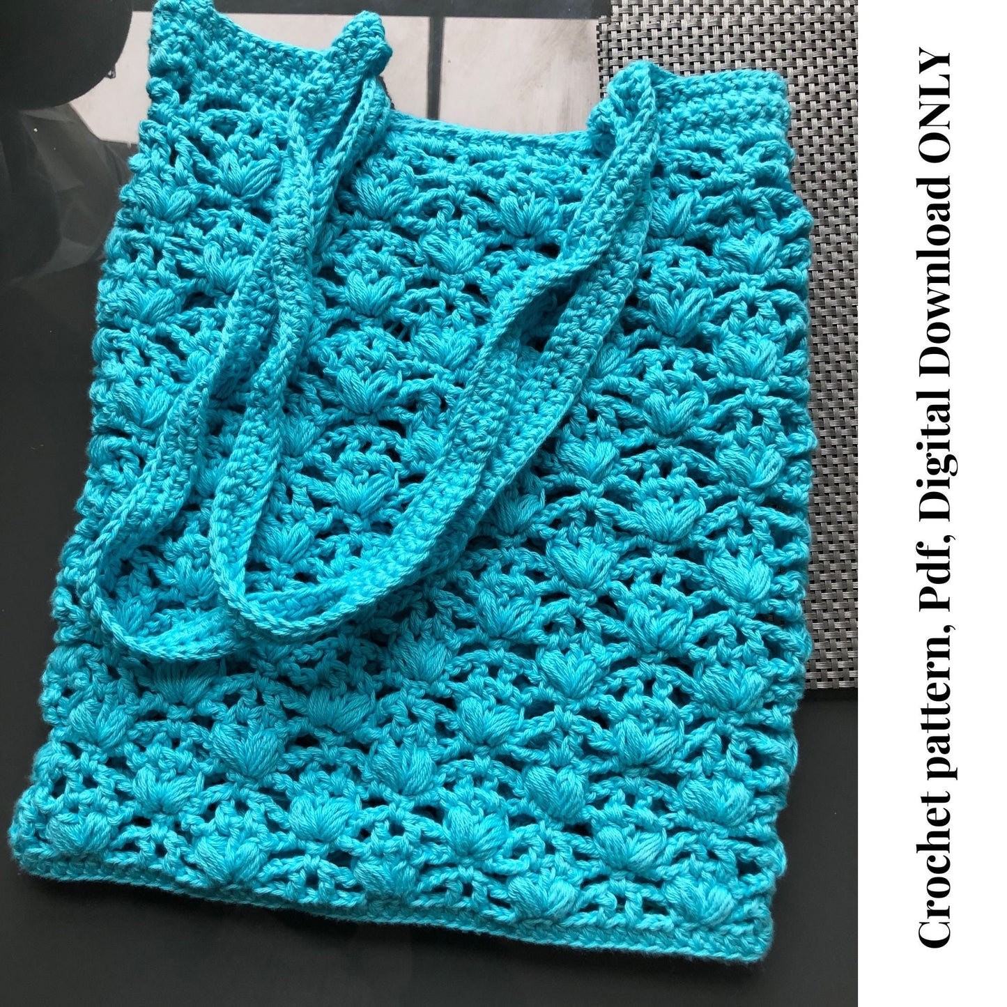 Puffin Lace Market Bag Crochet Pattern, Crochet produce bag pdf pattern digital download, crochet market tote pattern