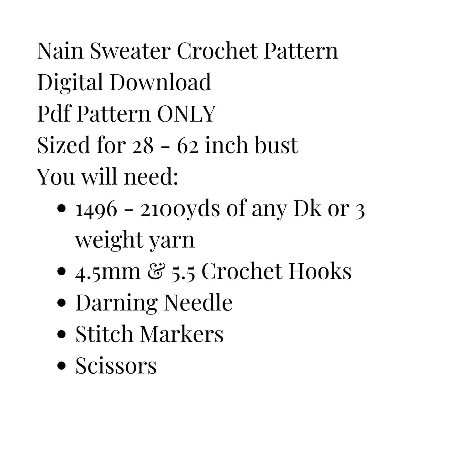 Nain Sweater, Easy Crochet Sweater Pattern, Corner to Corner Sweater Crochet Pattern, Granny Stitch Sweater Crochet Pattern Pdf Download