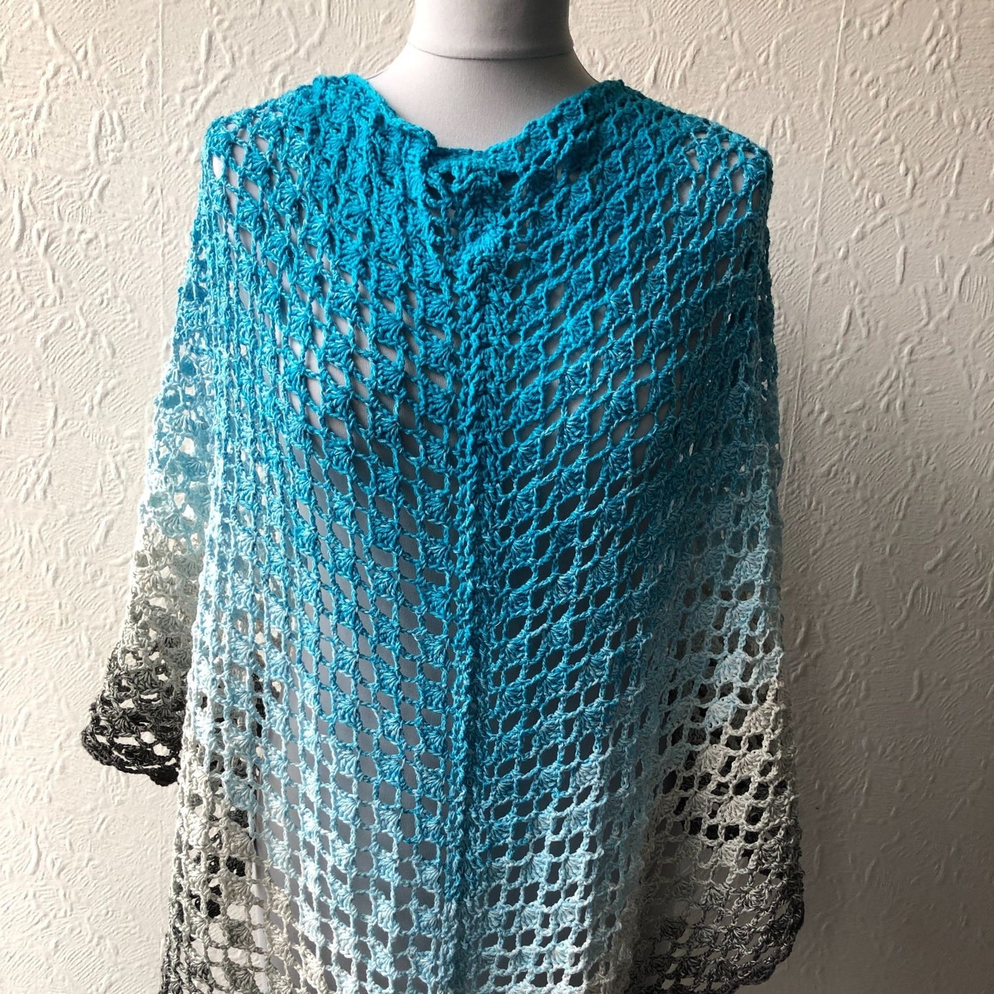 Two M's Shawl lace crochet triangle shawl pdf pattern, easy crochet shawl pattern, beginner triangle shawl crochet pattern digital download