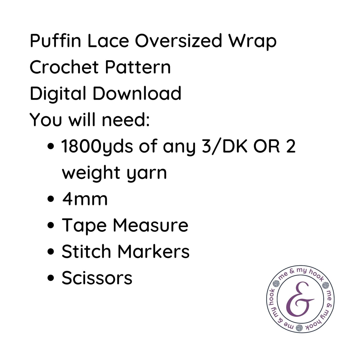 Puffin Lace, Easy oversized crochet shawl pattern, beginner crochet wrap pdf pattern digital download