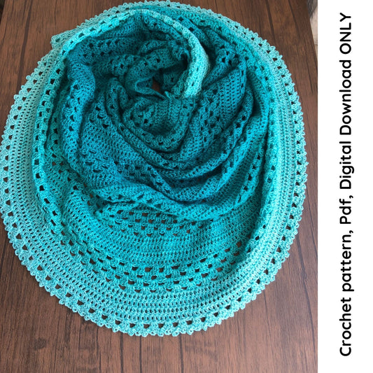 Granny Merge Semi Crochet Pattern, Beginner semi circle shawl pdf pattern digital download, easy crochet shawl