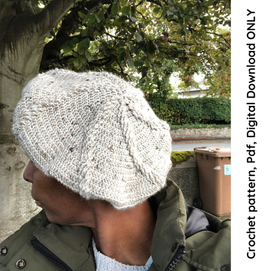 Seren Beret, Easy Crochet Beret Pattern, Slouchy Adult Beret Pattern, Pdf Pattern, Digital Download ONLY