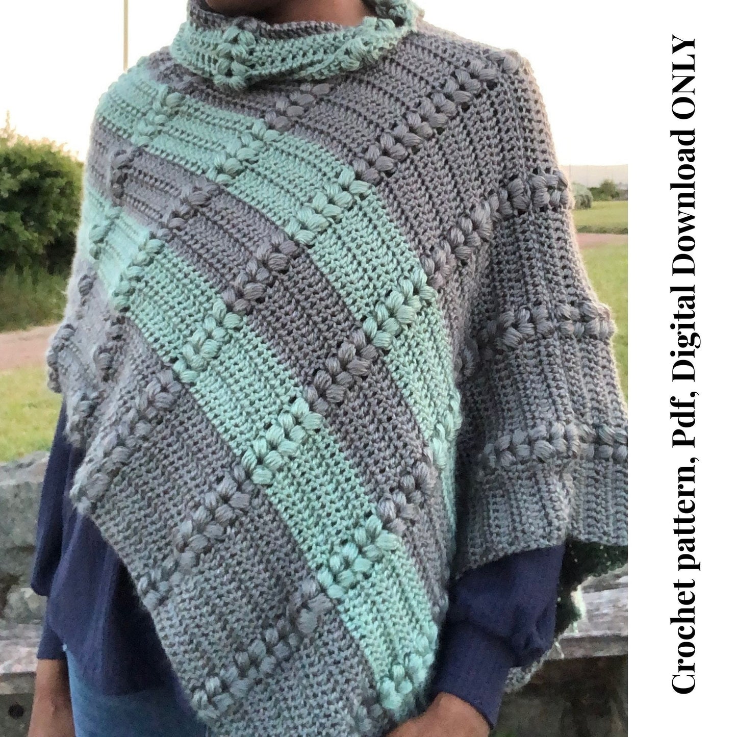 Cleo Poncho, Easy Beginner Crochet Poncho Pdf Pattern Digital Download